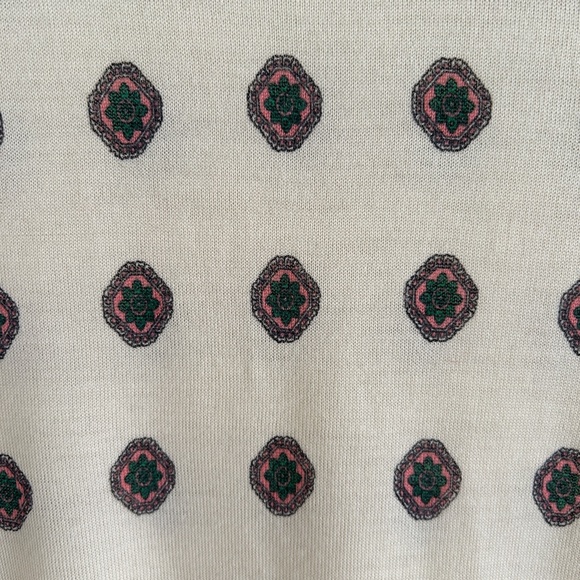 J. Crew Cream Sweater with Black and Red Pattern - Picture 3 of 10